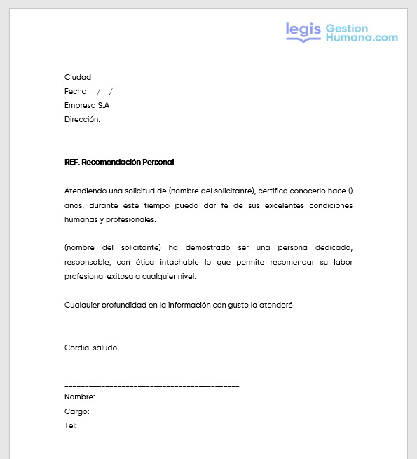 Recomendación personal