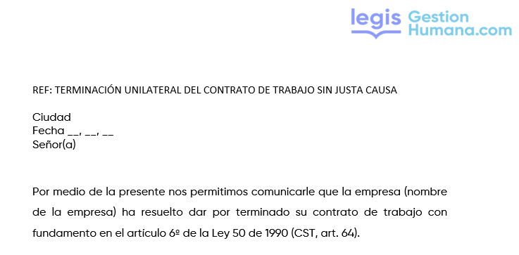 Terminación del contrato sin justa causa